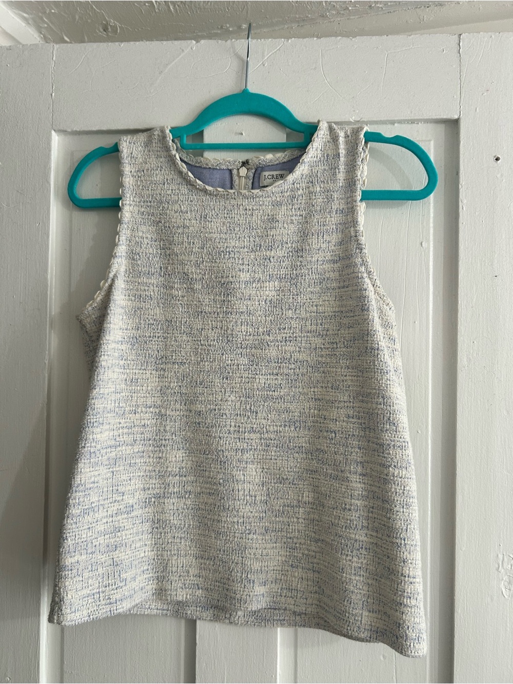 J. Crew White and Lavender Sleeveless Top